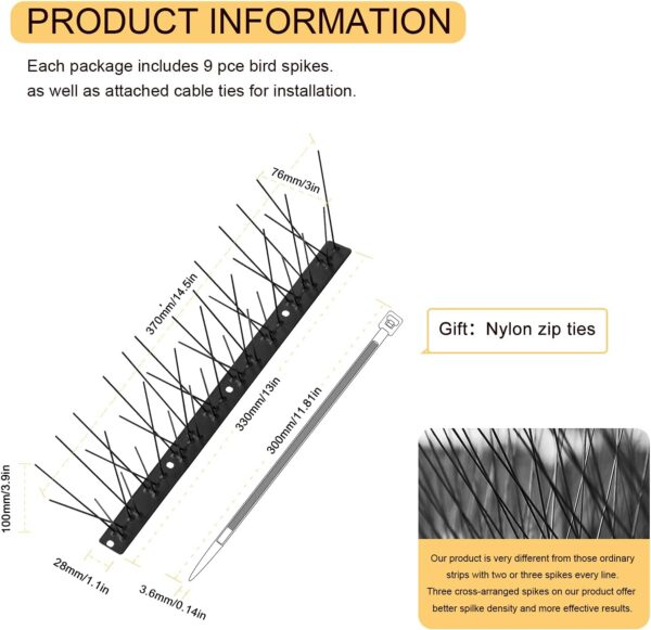 OFFO Black Stainless Steel Bird 10 Feet Spikes for Pigeons - Image 5