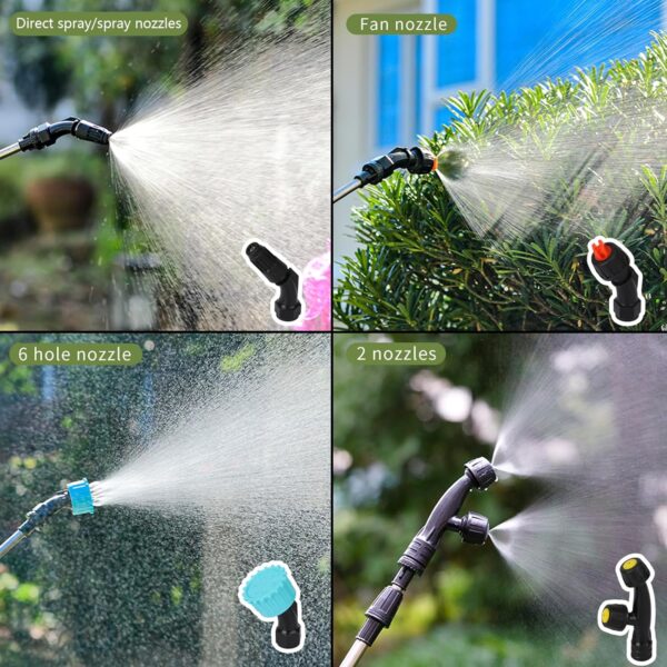 2 Gallon Battery Powered Garden Sprayer, with 32 inch Telescopic Wand and 4 Nozzles - Image 4