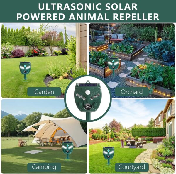 Solar Ultrasonic Animal Repellent 2-Pack, Motion Sensor Cat and Deer Deterrent - Image 7