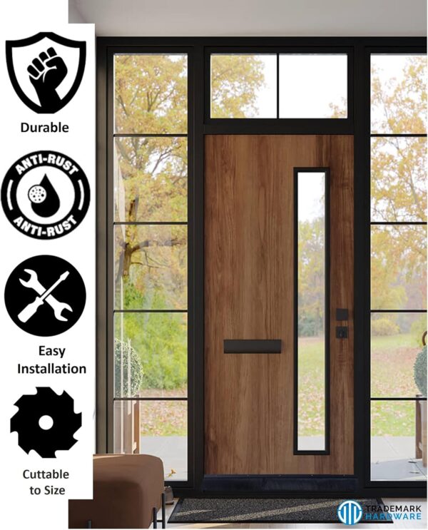 TMH 2″ Black Aluminum Brush Door Sweep, Draft Blocker & Weather Strip Seal - Image 2
