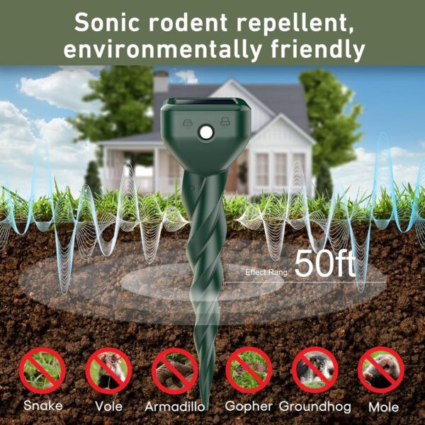 Solar‑Powered Mole & Rodent Ultrasonic Repellent (7 k ft² Coverage) - Image 5