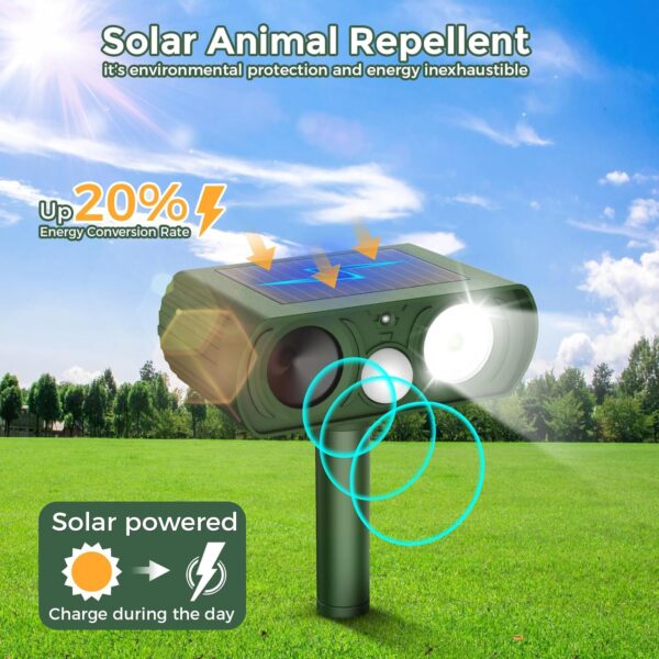 Solar Ultrasonic Animal Repellent, Motion-Activated and Waterproof - Image 3