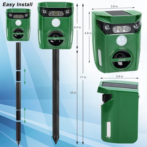 Ultrasonic Animal Repeller: Solar, Waterproof, Motion-Sensor Deterrent - Image 2