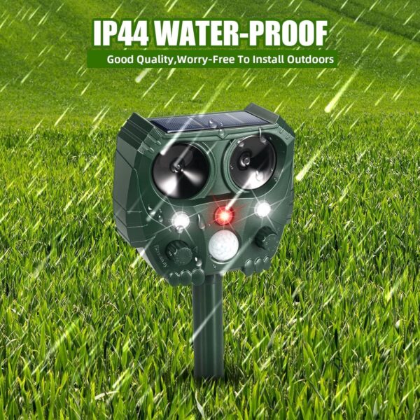 2-Pack Solar Ultrasonic Animal Repeller with Motion Sensor and Strobe Light for Yard and Garden - Image 5