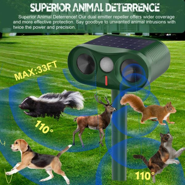 Solar-powered Ultrasonic Animal Repellent with 360° Motion Sensor - Image 2