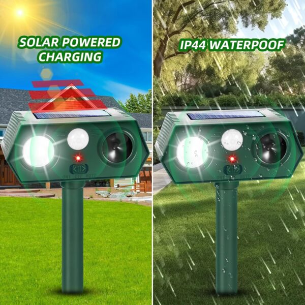 Solar-Powered 4-Pack Ultrasonic Animal Repeller with Motion Sensor - Image 3