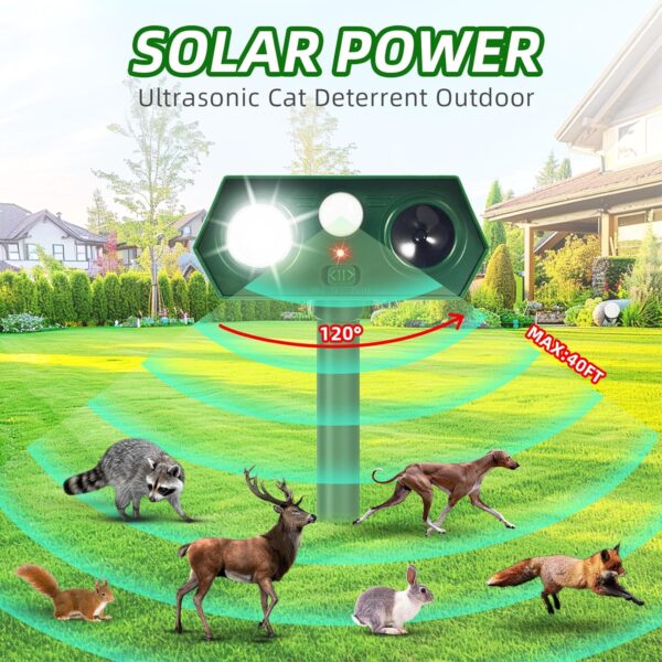 Solar-Powered 4-Pack Ultrasonic Animal Repeller with Motion Sensor - Image 2