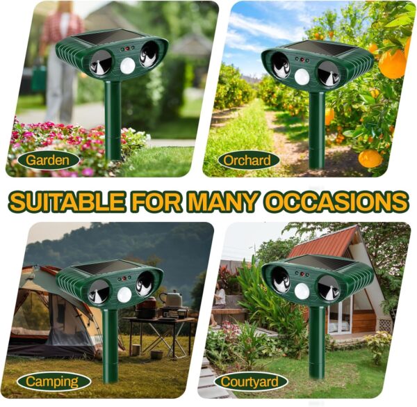 Solar-Powered Ultrasonic 4-Pack Outdoor Animal Repellers - Image 7