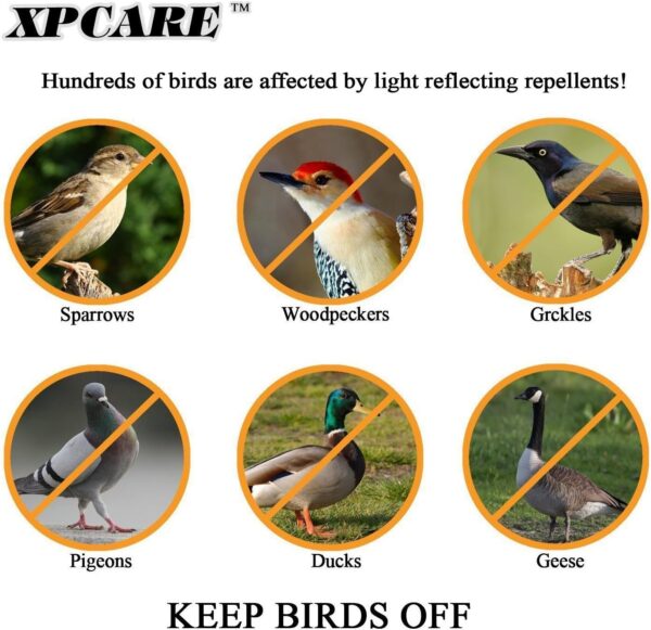 XPCARE Bird Scare Tape Ribbon, 150 ft x 2 in Reflective PET Tape for Humane Bird Control - Image 5