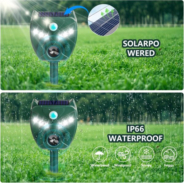 Solar Ultrasonic Animal Repellent 2-Pack, Motion Sensor Cat and Deer Deterrent - Image 5