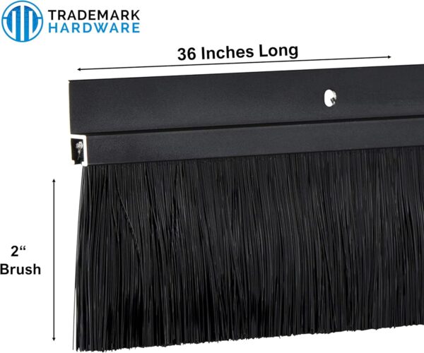 TMH 2″ Black Aluminum Brush Door Sweep, Draft Blocker & Weather Strip Seal - Image 4
