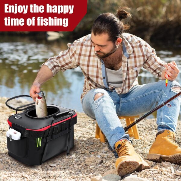 4 Gallon EVA Live Bait Bucket with Quiet Aerator, Foldable and Portable Two-Piece Set - Image 5