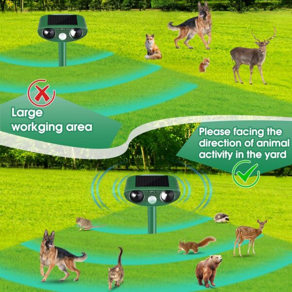 Cat Repellent Outdoor 2 Pack, Solar Ultrasonic with PIR Motion Sensor - Image 3