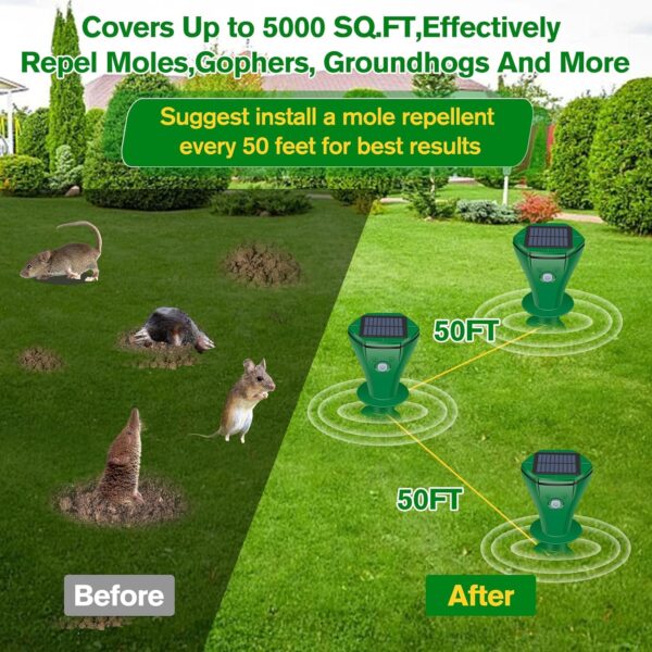 JNKNT Solar-Powered Ultrasonic Mole & Gopher Repeller - Image 6