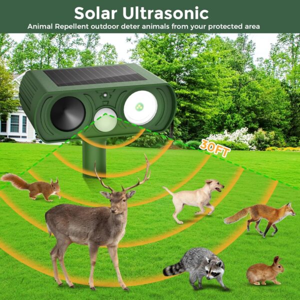 Solar Ultrasonic Animal Repellent, Motion-Activated and Waterproof - Image 2