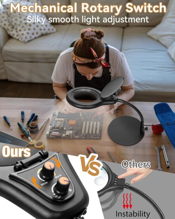 10X LED Magnifying Glass with Stand & Adjustable Gooseneck - Image 6