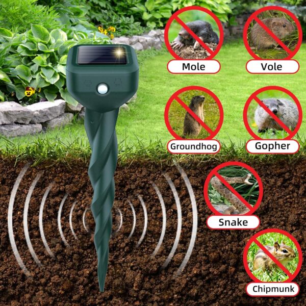 Solar‑Powered Mole & Rodent Ultrasonic Repellent (7 k ft² Coverage) - Image 2