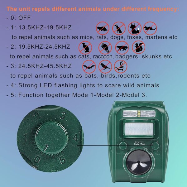 Lulu Home 2-Pack Ultrasonic Animal Repeller, Solar Powered, Motion-Activated, Weatherproof - Image 5