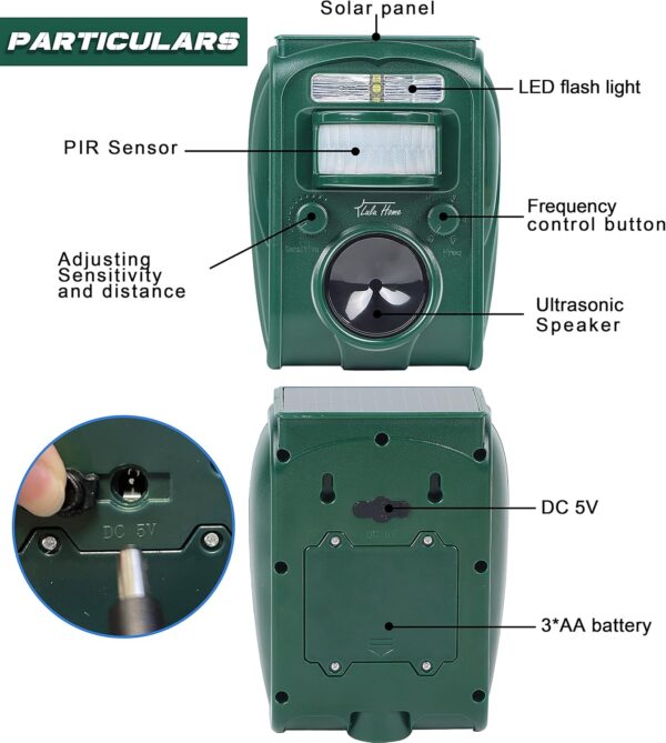 Lulu Home 2-Pack Ultrasonic Animal Repeller, Solar Powered, Motion-Activated, Weatherproof - Image 3