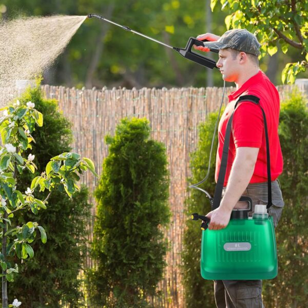 2 Gallon Battery Powered Garden Sprayer, with 32 inch Telescopic Wand and 4 Nozzles - Image 6