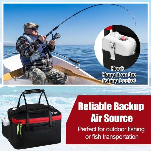 4 Gallon EVA Live Bait Bucket with Quiet Aerator, Foldable and Portable Two-Piece Set - Image 6