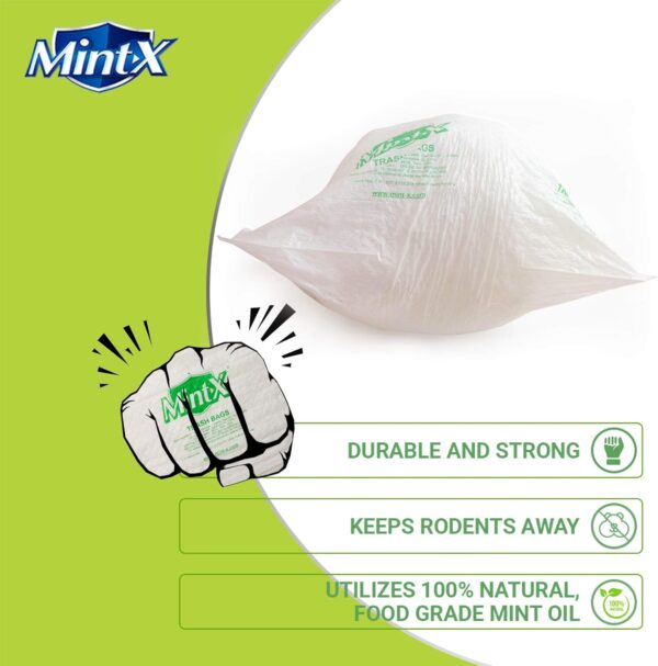 Mint-X 13-Gallon Rodent-Repellent Kitchen Trash Bags, Mint-Flex, 120-Count - Image 5
