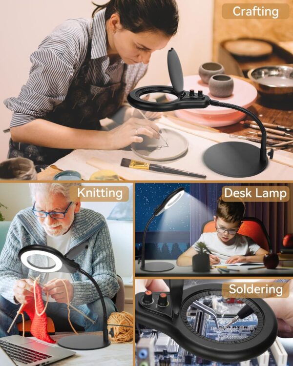 10X LED Magnifying Glass with Stand & Adjustable Gooseneck - Image 7
