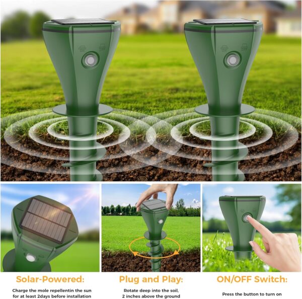 Waterproof Solar Mole & Gopher Repellent for Rat, Squirrel, Skunk, Mole - Image 6