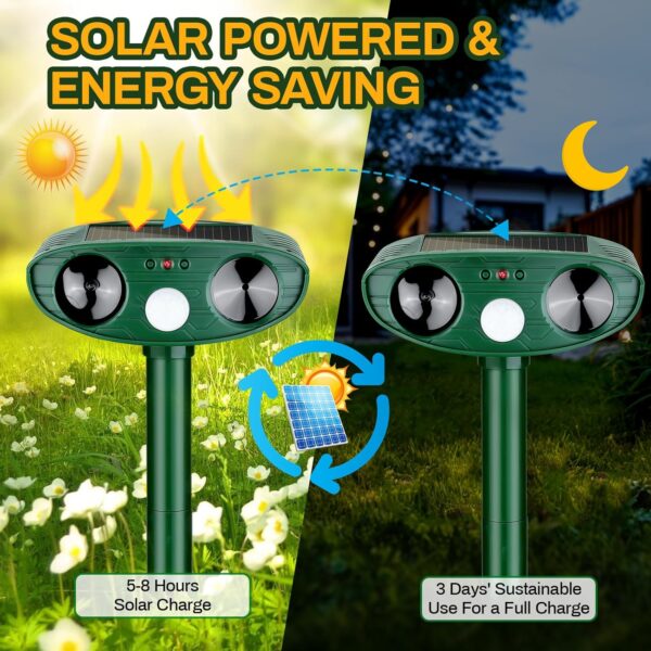 Solar-Powered Ultrasonic 4-Pack Outdoor Animal Repellers - Image 4