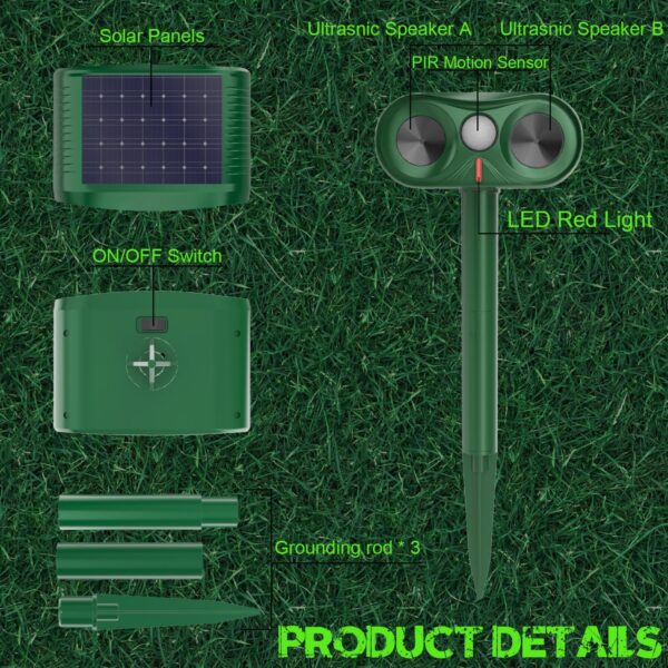 Solar-powered Ultrasonic Animal Repellent with 360° Motion Sensor - Image 7