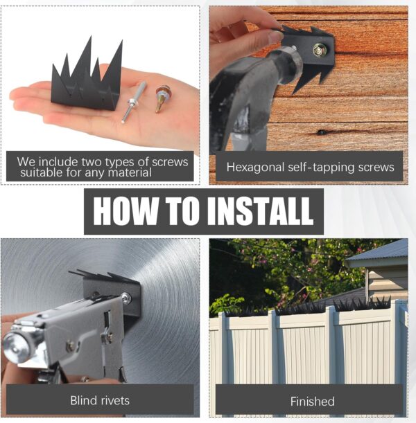 12‑Piece Mountain‑Style Anti‑Climb Metal Fence Spikes with Screws - Image 5