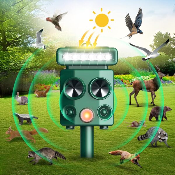 2025 Solar Ultrasonic Animal Repeller with Motion Detection and LED Strobe - Image 7