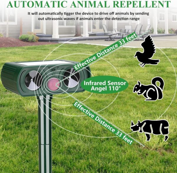 Solar Ultrasonic Animal Repellent 4 Pack for Yards - Image 3