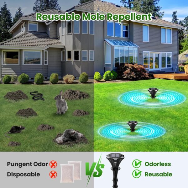 Solar-Powered Ultrasonic Mole & Gopher Repeller Stakes - Image 5