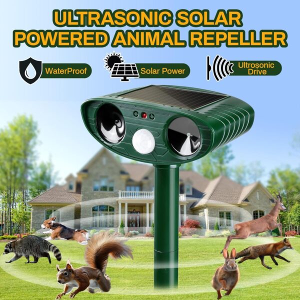 Solar-Powered Ultrasonic 4-Pack Outdoor Animal Repellers - Image 5