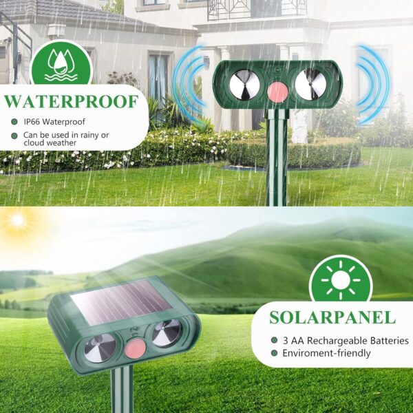 Solar Ultrasonic Animal Repellent 4 Pack for Yards - Image 5