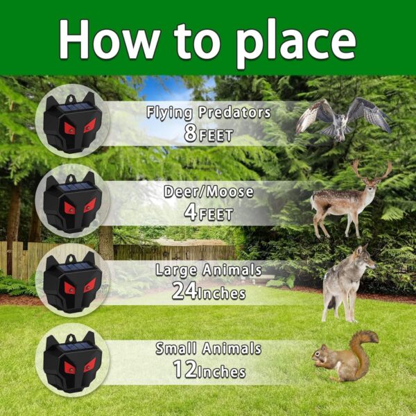 4 Pack Solar Animal Repeller with Red Lights for Night Predators - Image 3