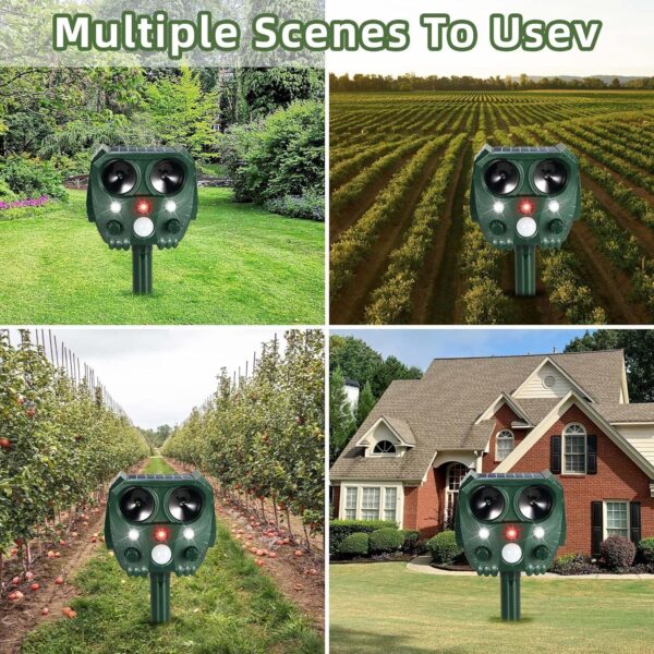 2-Pack Solar Ultrasonic Animal Repeller with Motion Sensor and Strobe Light for Yard and Garden - Image 6