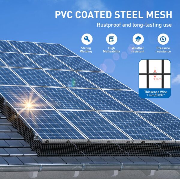 Solar Panel Bird Guard 6" x 50ft Mesh Kit, PVC-Coated Critter Guard with 50 Fasteners - Image 3