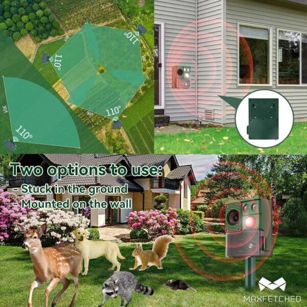 Eco‑Solar Ultrasonic 3‑in‑1 Animal Repeller for Squirrels, Deer, Raccoons, Cats - Image 5