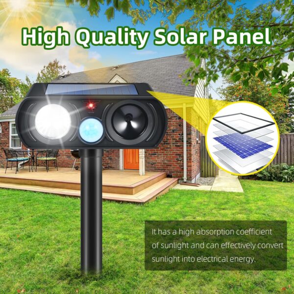 4-Pack Solar Ultrasonic Deer and Pest Repellent with LED Strobe - Image 6