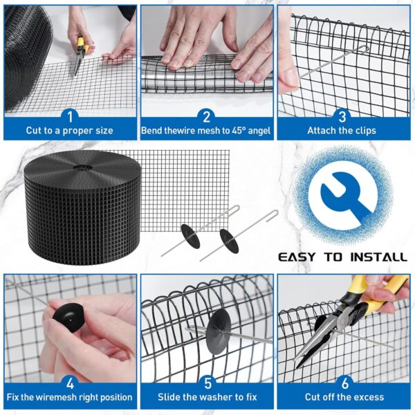 Solar Panel Bird Guard 6" x 50ft Mesh Kit, PVC-Coated Critter Guard with 50 Fasteners - Image 6