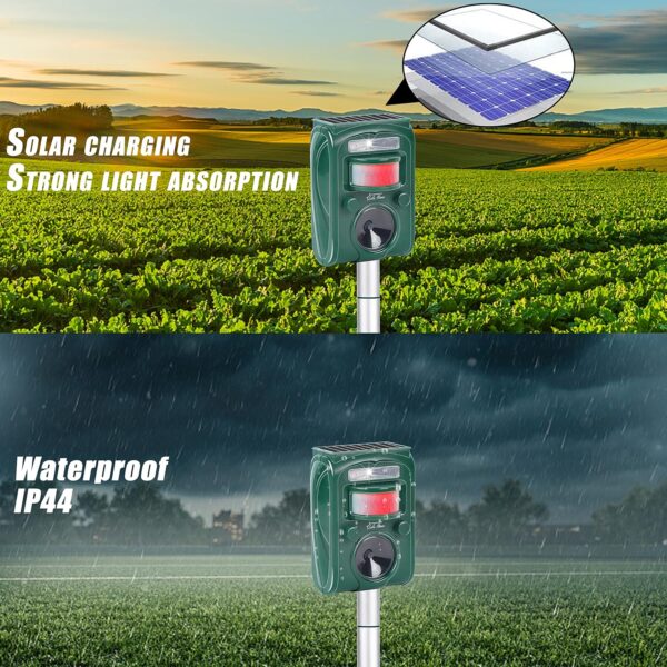Lulu Home 2-Pack Ultrasonic Animal Repeller, Solar Powered, Motion-Activated, Weatherproof - Image 4
