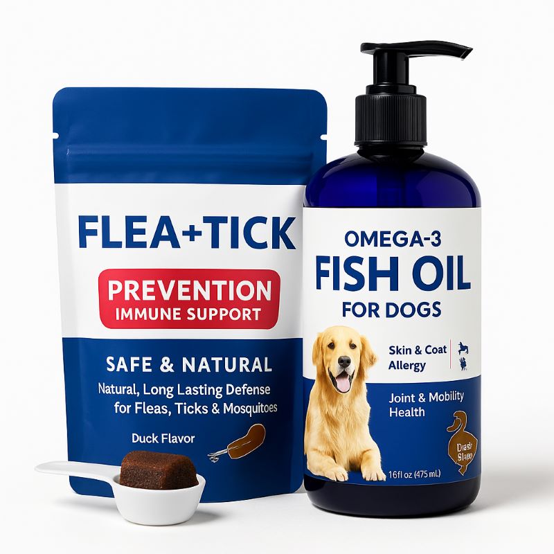 Dogs Flea & Tick Prevention Chews + High‑EPA Omega‑3 Fish Oil 
