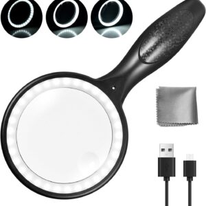 30x Magnifying Glasses With Light And Stand
