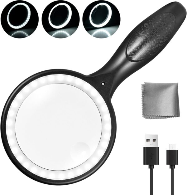 30x Magnifying Glasses With Light And Stand