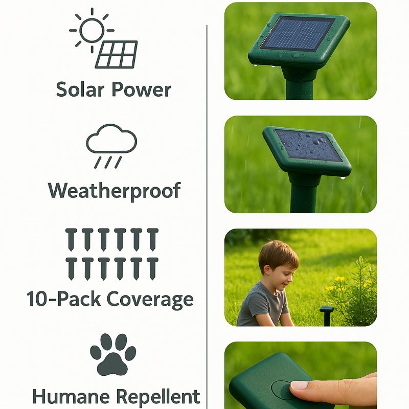 Solar Snake & Rodent Deterrent Stakes for Yard & Garden