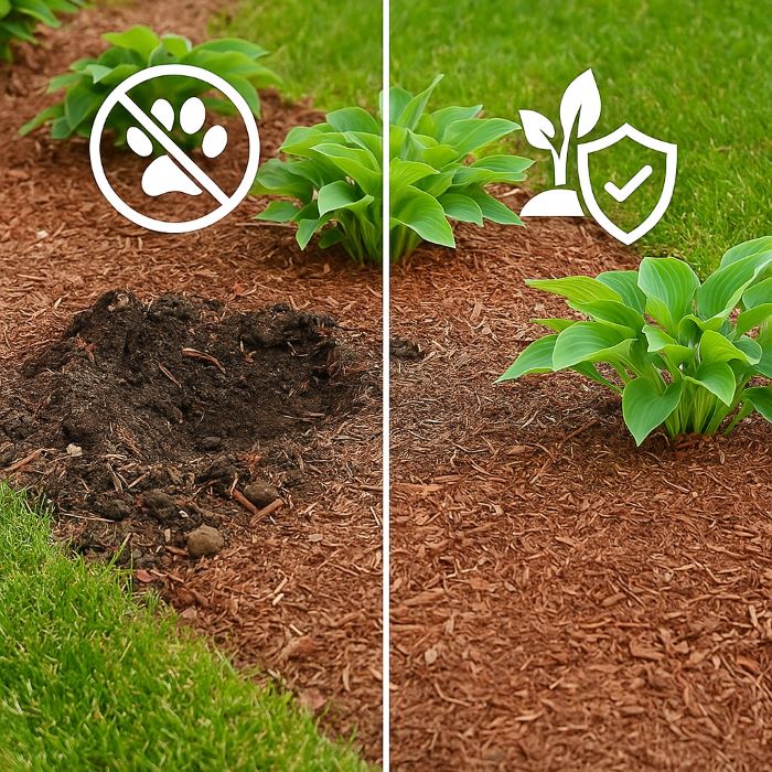 before and after using dog repellent granules