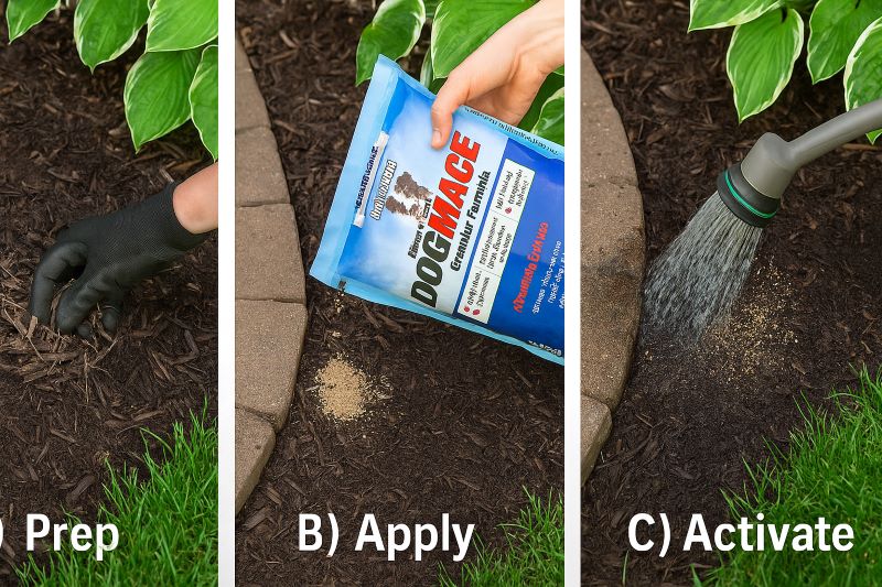 how to apply mace dog repellent granules