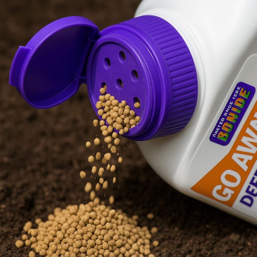 pouring Bonide Go Away! Granules
